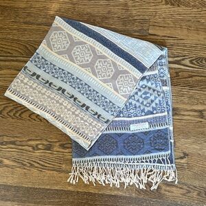 Blue and Gray Patterned Pashmina Scarf